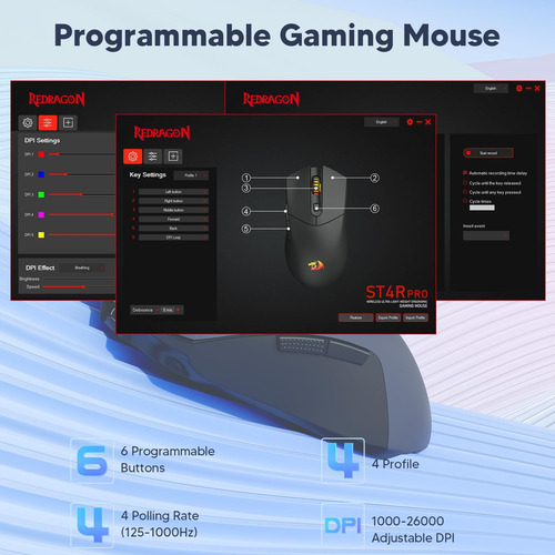 Mouse De Juego Inalámbrico Redragon, Construcción Ultra Lige