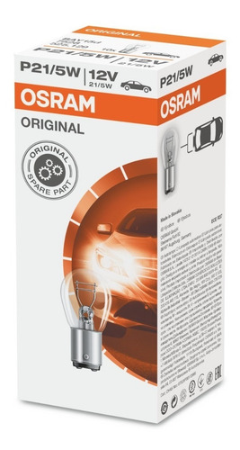 Imagem 1 de 5 de Par Lâmpada Osram 2 Polos P21 5w 7528 Bay15d Lanterna Freio