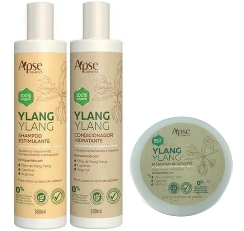 Kit Ylang Ylang Shampoo Condicionador E Máscara Apse 300ml