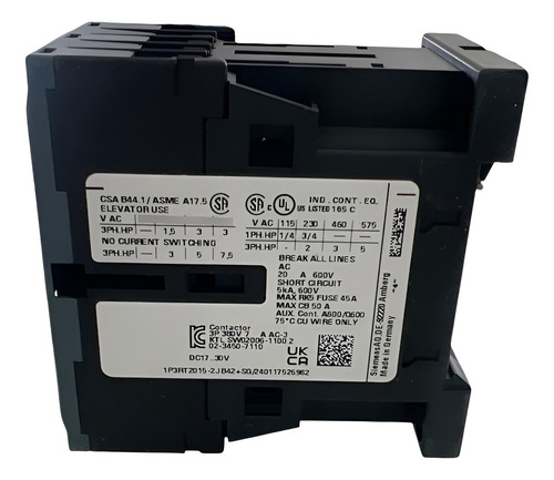 3rt2015-2jb42 Contactor De Potencia, Ac-3e/ac-3, Siemens