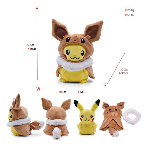 Peluche Suave Pikachu Disfrazado De Eevee 20 Cm