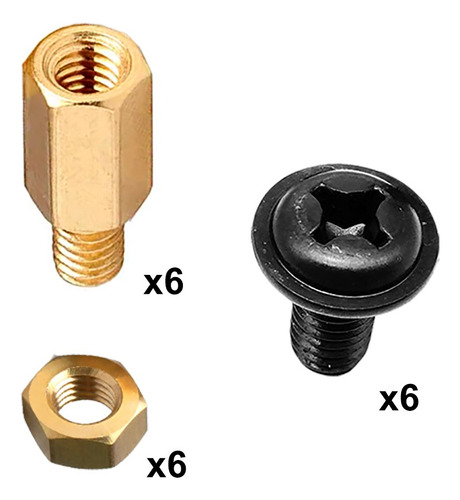 Kit X6 Torreta Tuerca Tornillo Motherboard Soporte Separador