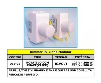 Dimmer Rotativo Módulo Branco Bivolt 300/500w Thesi Roma 