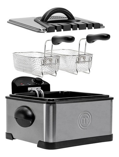 Freidora Aceite Masterchef Mk-df-4ss 4 Lt Doble Canasta Negro 110v