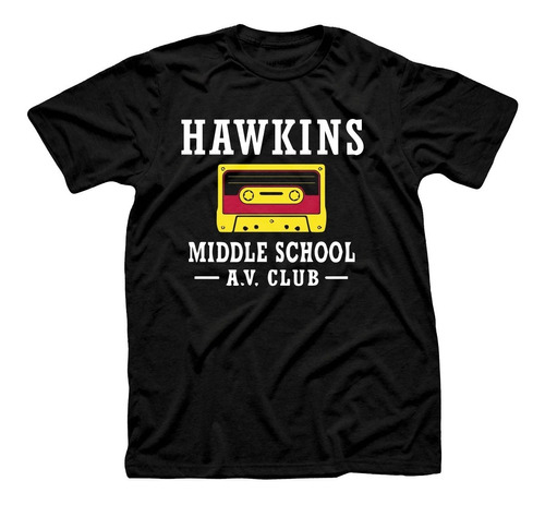 Remera Algodón Estampa Vinilo Stranger Things Hawkins 23