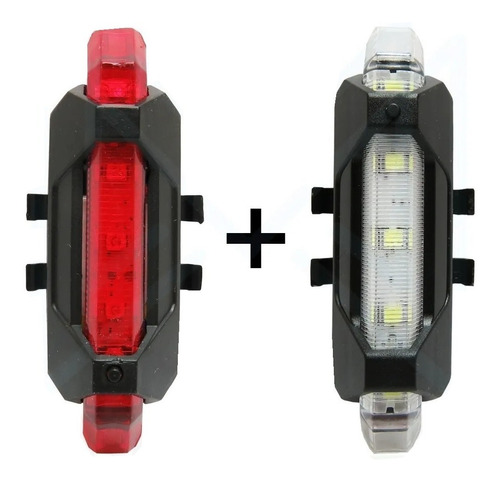 Luz Bici Auxiliar Inalámbrica Usb X 2 Blanco Y Rojo Combo