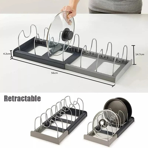 Soporte Organizador De Ollas Sartenes Y Tapas, Extensible