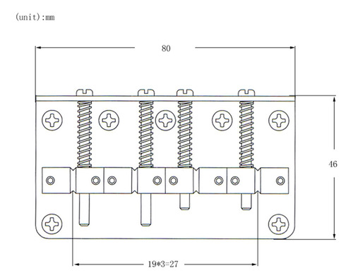 Puente De Bajo De 4 Cuerdas De 80mm, Repuesto De Metal Negro