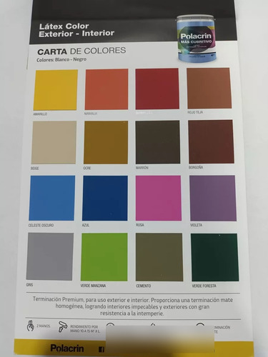 Pintura Latex Interior Exterior Polacrin Colores 1 Litro Color Borgoña
