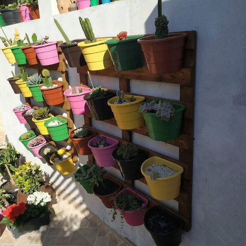 Imagem 10 de 10 de 30 Vasos De Parede Meia Lua Jardim Vertical Preto 3,0l