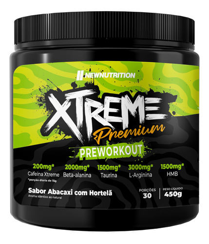 Pré Treino Xtreme Premium 450g Sabor Abacaxi Com Hortelã