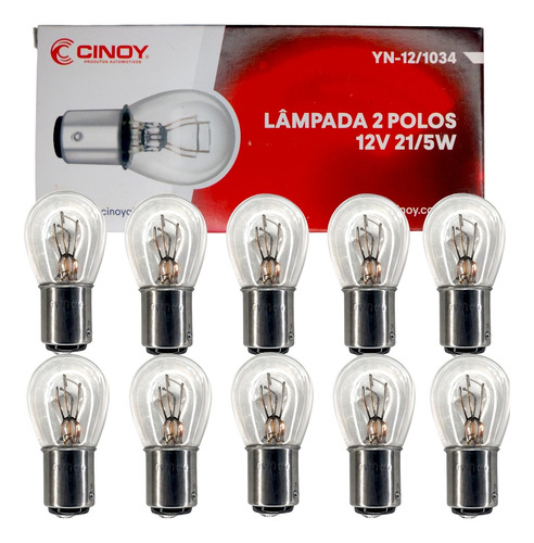 Caixa Com 10 Lampadas 2 Polos 12v 1034 Pino Desencontrado
