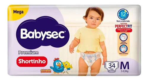 Fralda Babysec Galinha Pintadinha Shortinho Mega M 34 Unid