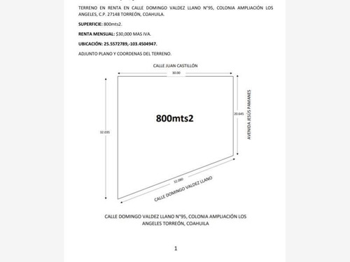 Terreno Comercial En Renta Ampl Los Angeles