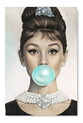 Póster De Audrey Hepburn Soplando Burbujas, Ilustración De M