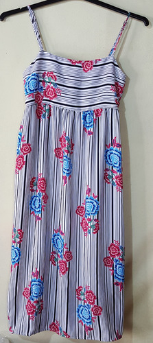 Vestido Playero Seda Fria Floreado  Impecable