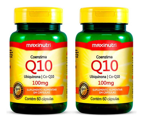 Kit 2 Coenzima Q10 Ubiquinona 100mg 60 Capsulas Maxinutri