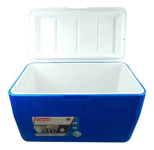 Imagen 3 de 10 de Hielera 48 Qt O 45 Lit Azul Con Asas Tapa Enfriador Coleman