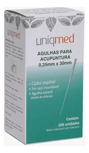 Agulha Para Acupuntura 25x30(0,25mmx30mm) Uniqmed - C/ 100un