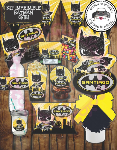 Kit Imprimible Fiesta Batman Invitación Etiqueta Candy  Bar