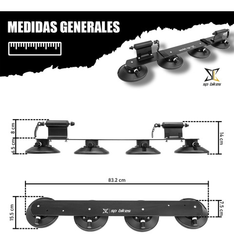 Portabicicletas Con Ventosa De Liberación Rápida Instalación