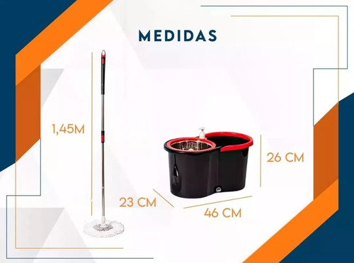 X10 Mopas Giratorias Centrifuga Balde Escurridor Trapeador Negro