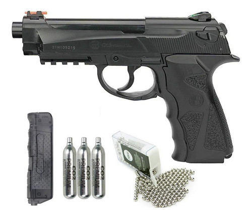 Pistola Pressão Gas Co2 C12 4,5 Wingun+co2+bbs+speed Loader