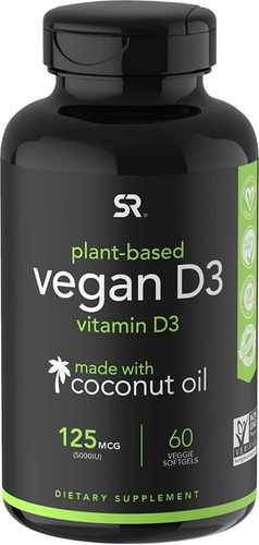 Vitamina D3 Vegana 5000iu Mejorada Con Aceite De Organico