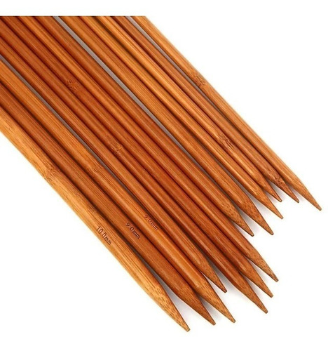 Imagen 3 de 6 de Set Palillos Para Tejer De Bambú, 2mm A 10mm (18 Tamaños)