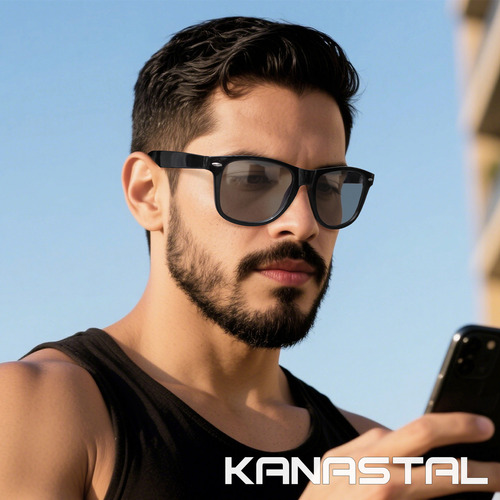 Kanastal K1940 lentes fotocromáticos para computadora anti luz azul celular color negro brillante