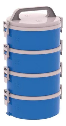 Conjunto Marmita Térmica  1,5l Azul Com Divisorias Tekcor