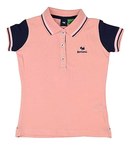 Playera Polo Color Rosa Para Beba Manga Corta Marca Ferrioni