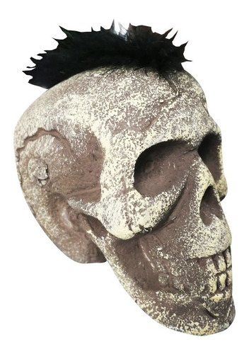 Imagen 1 de 1 de Calavera 14cm Pirata Con Pelo Decoración Halloween