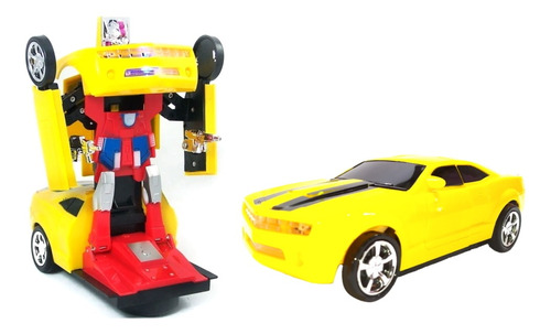 Brinquedo Infantil Carro Super Robô Com Luz Som Transformers Cor Amarelo Personagem 8945789