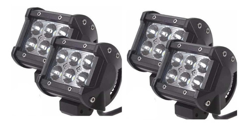 Pack 4 Focos Led Neblinero Spot De 4 PuLG 18w Con 6 Led