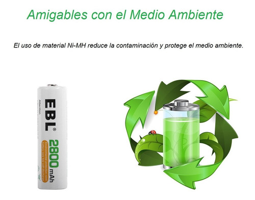 Imagen 5 de 8 de Baterías Pilas Recargables Aa Ebl 1.2v 2800mah