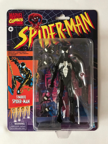 Symbiote Spiderman Black Suit Marvel Legends Retro Animated (Usado)