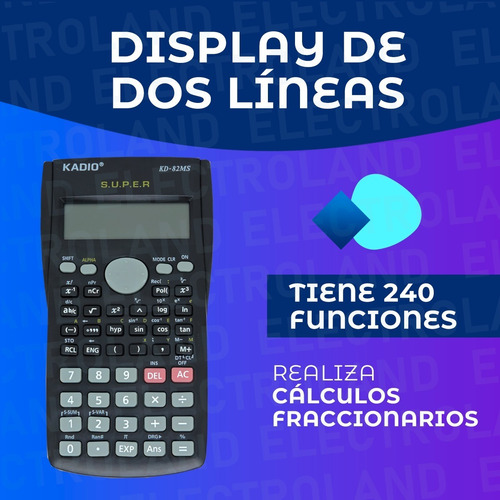 Imagen 3 de 10 de Calculadora Cientifica Kadio Kd-82ms 240 Funciones