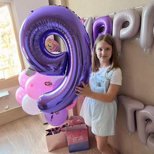 Globo Número 8 Morado 101,6 Cm Autoinflable Para Fiestas