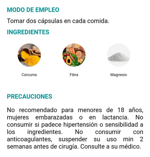 Cúrcuma Con Magnesio Vitamina C Fibra Blen Cápsulas
