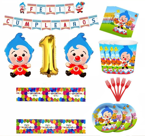 Pack Para 10 De Cumpleaños Payaso Plim Plim