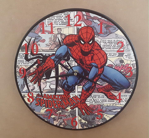Reloj De Pared Spiderman Plastificado Lavable Lindo Regalo