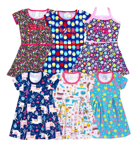 Kit 6 Vestido Infantil Feminino Roupa Menina Lote Atacado