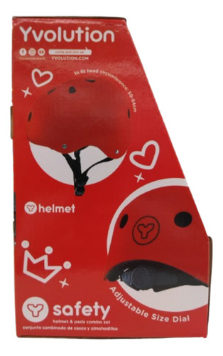 Set De Proteccion Casco Codera Muñequera Para Niños Color Rojo