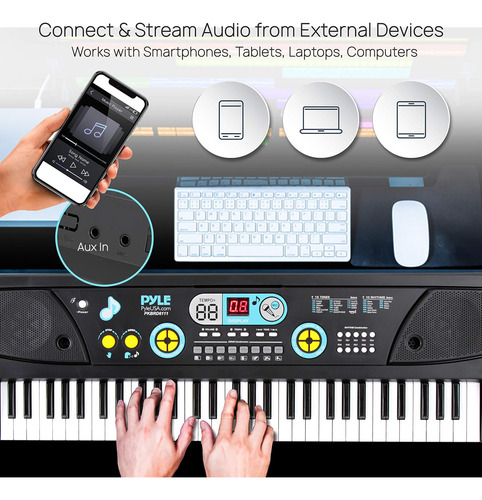 Pyle, Piano De Tecla Digital Portátil 61, Teclado De Aprendi