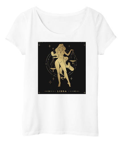 Remera Mujer Astrologia Oro Signos Zodiaco Libra