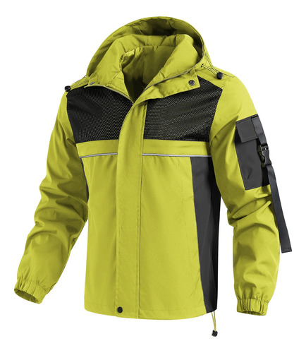 Chaqueta Exterior Con Capucha Y Bloques De Color Para Hombre