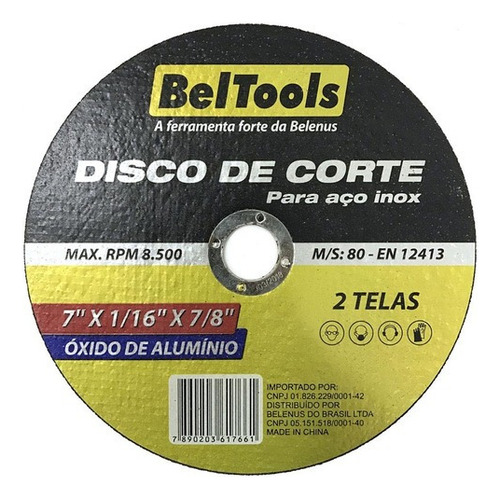 Disco Corte Para Aço Inox 9x5/64x7/8 Beltools