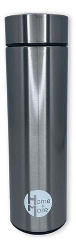Botella isotérmica de acero inoxidable con medidor de temperatura de 500 ml, color gris