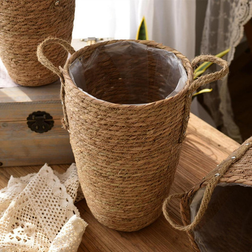 Cesta De Plantilla De Paja Cesta De Cesta De Planta Cesta De